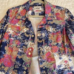 Floral jean stretch jacket
